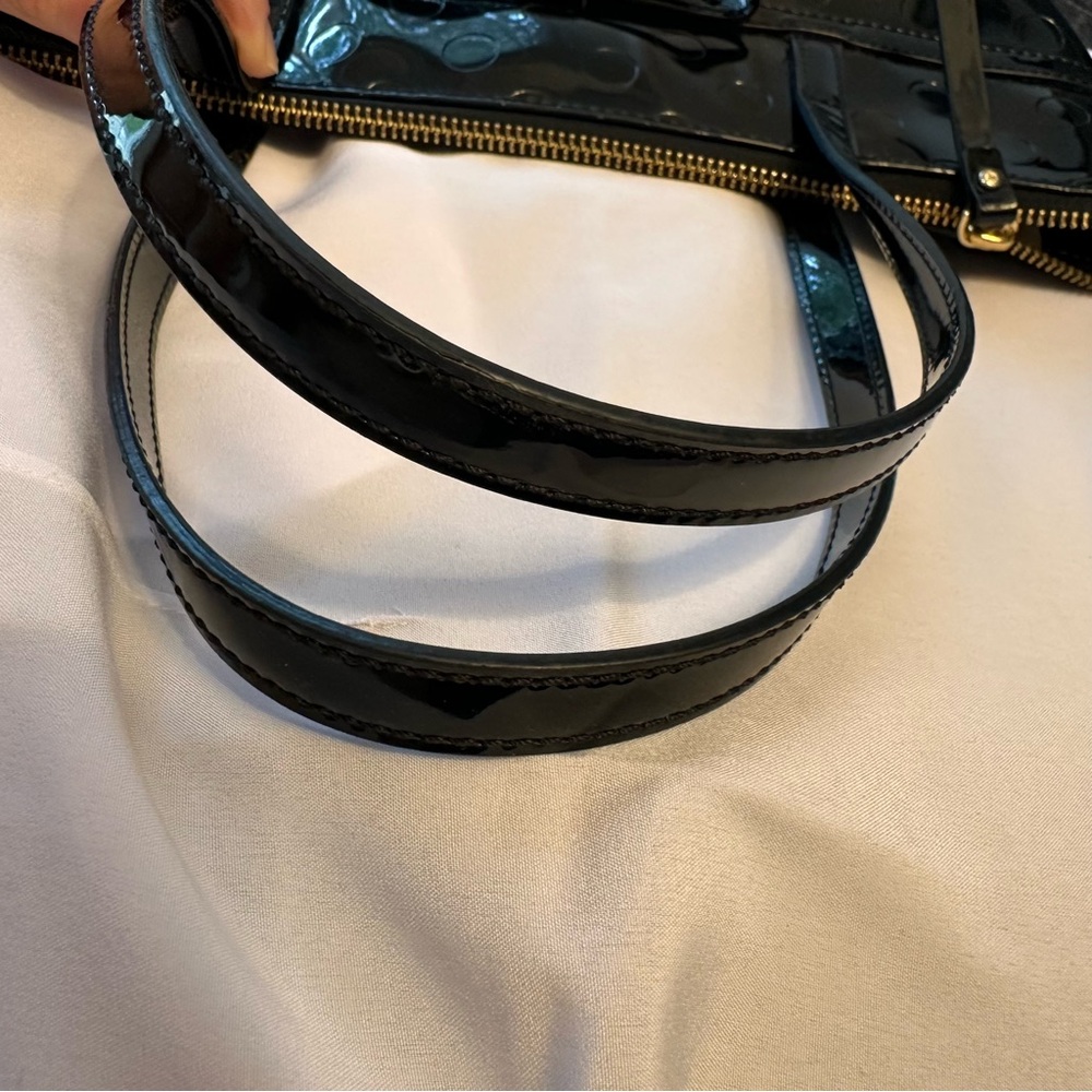 Kate Spade Black Patent Leather Polkadot Tote Bag Bow Detail - Picture 5 of 13